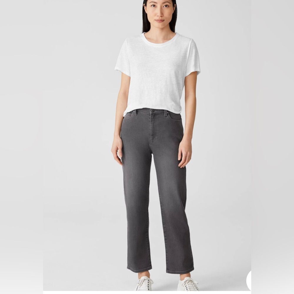 Eileen Fisher Organic Cotton Stretch Straight Ankle Jean Sz 8 In Asphalt